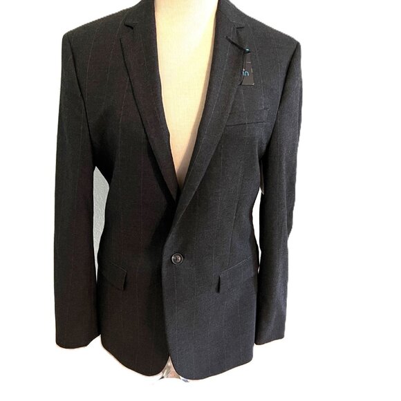 NWT! RTL $200 J Ferrar Mens 38SH Charcoal Sport Coat Jacket Slim Ultra Comfort - Picture 2 of 11
